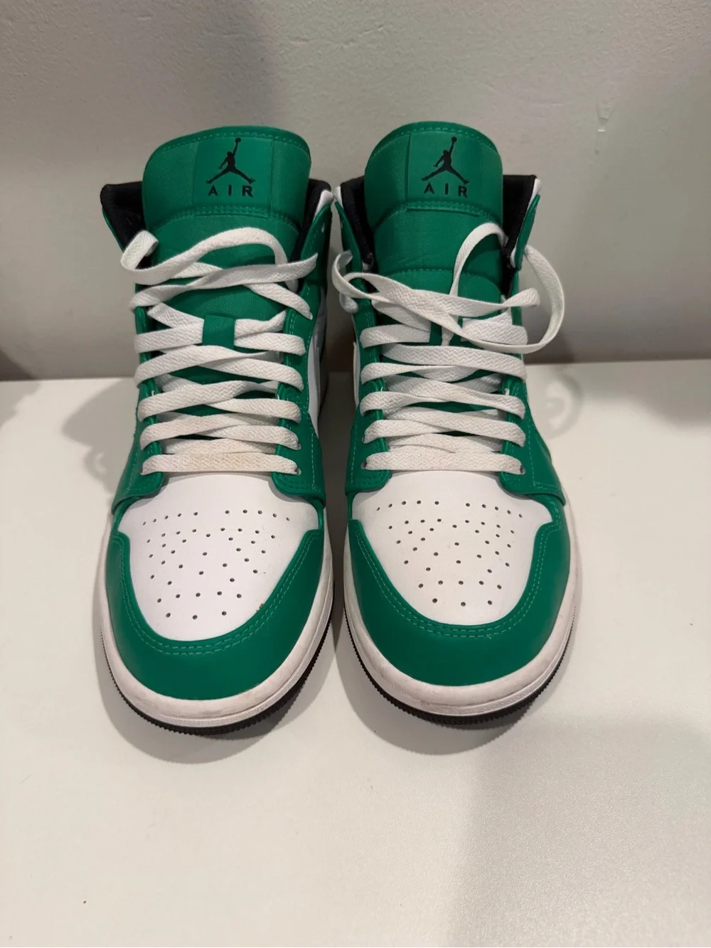 Jordan Mid-Top Sneakers in White, Green, and Black
